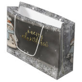 雪だるま、スノーフレークスホリデー ラージペーパーバッグ (正面アングル)