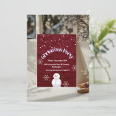 雪だるま&スノーフレークスレッドテーマ – クリスマスパーティーI 招待状 (スタンド正面)