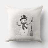 雪だるま、スノーフレーク、枕 クッション (正面)