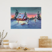 雪だるま&スリングbyシャロン・シャープ ポスター (キッチン)