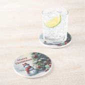 雪だるま&ツリーサンドストーンコースター コースター (側面)