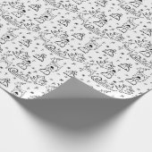 雪だるま、トナカイ、スレッド、クリスマスツリーの着色 ラッピングペーパー (角)