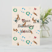 雪だるま、トナカイ、雪の結晶の招待状 招待状 (スタンド正面)