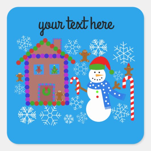 雪だるま&ハウス#2-2ステッカー スクエアシール (正面)