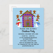 雪だるま&ハウス#3招待状はがき インビテーションポストカード (正面/裏面)