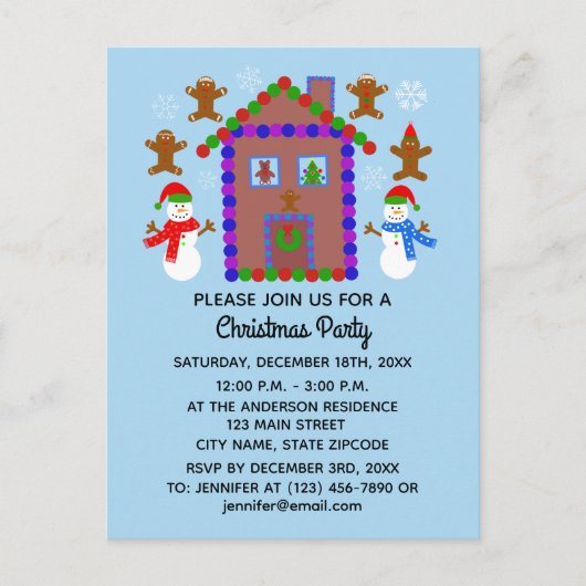 雪だるま＆ハウス#3 招待状ポストカード (正面)