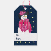 雪だるま（ピンクとダークブルー） ギフトタグ (裏面)