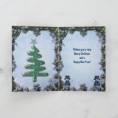 雪だるま&ピーコックフェザー縁どス・クリスマスカード シーズンカード (内部)