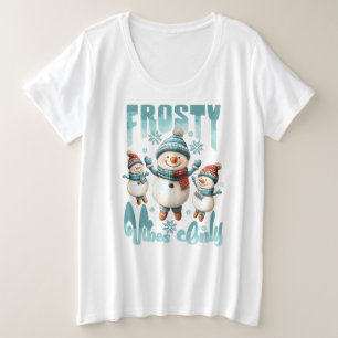 雪だるま プラスサイズTシャツ