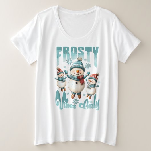 雪だるま プラスサイズTシャツ (デザイン正面)