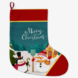 雪だるま・ペンギン ラージクリスマスストッキング
