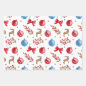 雪だるま，ホリデーハウス，クリスマスオーナメント，弓 ラッピングペーパーシート (正面3)