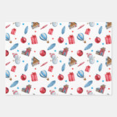 雪だるま，ホリデーハウス，クリスマスオーナメント，弓 ラッピングペーパーシート (正面2)