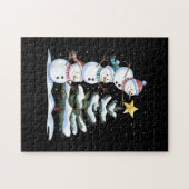 雪だるま メリークリスマス サンタクロース ツリー 雪 ファミ ジグソーパズル (横)