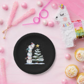 雪だるま メリークリスマス サンタクロース ツリー 雪 ファミ ペーパープレート (パーティー)