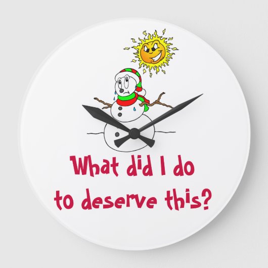 雪だるま・メルティング私がこれに値する行為をした ラージ壁時計 (正面)