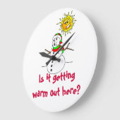 雪だるま・ユーモアがここで暖かくなる ラージ壁時計 (傾斜)