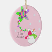 雪だるま（ライトと星） セラミックオーナメント (右)