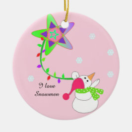 雪だるま(ライトと星) セラミックオーナメント