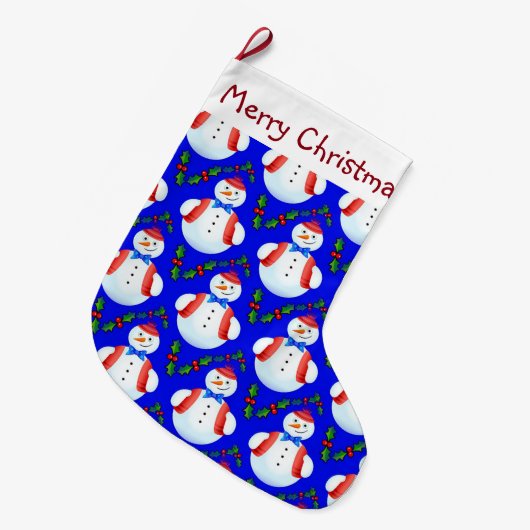 雪だるま ラージクリスマスストッキング (正面 (吊り時))