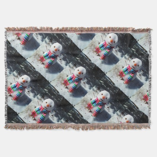 雪だるま（レインボースカーフ） スローブランケット (正面)