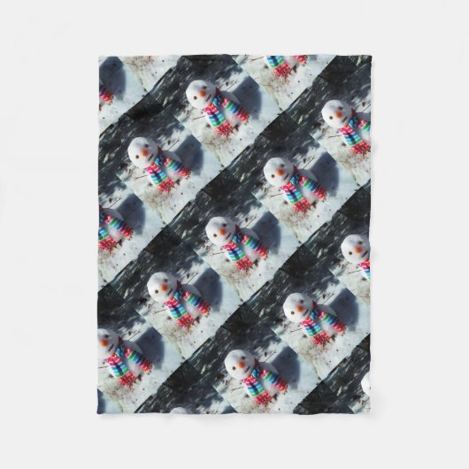 雪だるま（レインボースカーフ） フリースブランケット (正面)