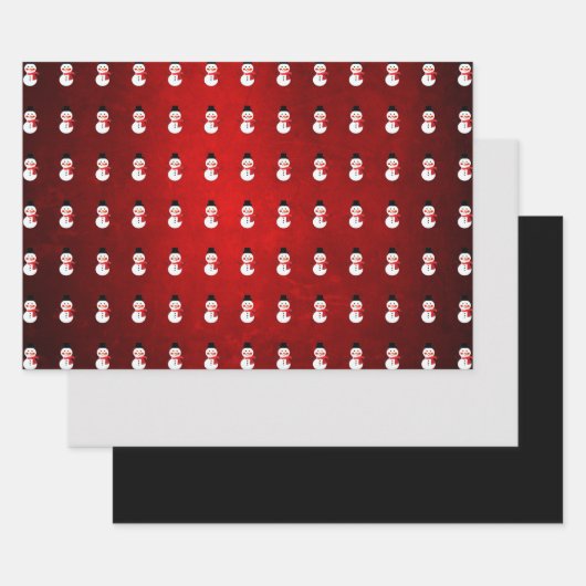 雪だるま/レッドスカーフデザイン ラッピングペーパーシート (セット)