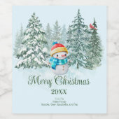 雪だるま ワインラベル (シングルラベル)