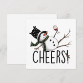 雪だるま ワイン クリスマス 面白い ワインを飲む サンタ (正面/裏面)