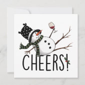 雪だるま ワイン クリスマス 面白い ワインを飲む サンタ (正面)