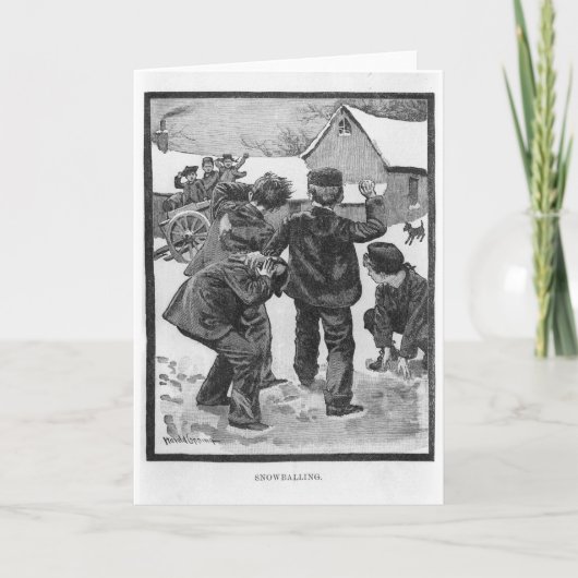 雪だるま！ヴィンテージビクトリアンクリスマスシーン シーズンカード (正面)