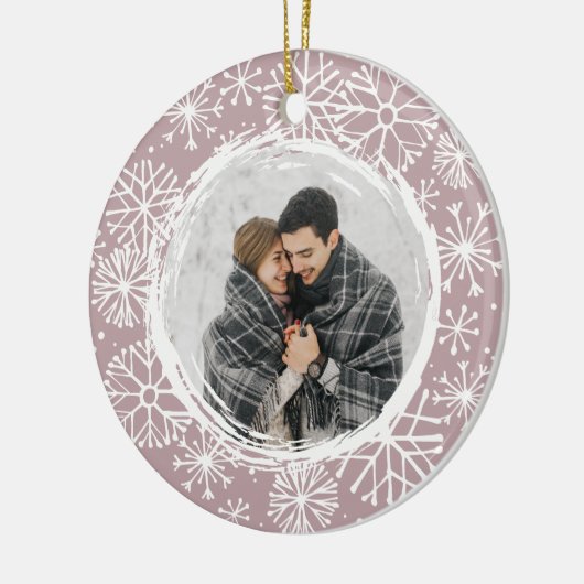 雪だるま |両面印刷の名前と年写真 セラミックオーナメント (左)