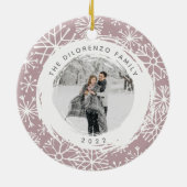 雪だるま |両面印刷の名前と年写真 セラミックオーナメント (裏面)
