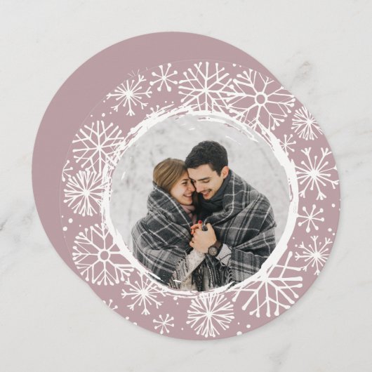 雪だるま |丸い写真 シーズンカード (正面/裏面)