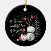 雪だるま 今年が一番素敵な時期よ セラミックオーナメント (正面)