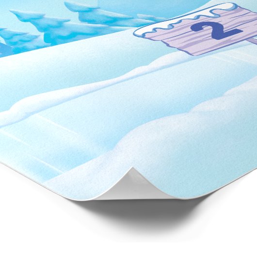 雪だるま™冬霜の降りた誕生日ウェルカムサイン ポスター (角)