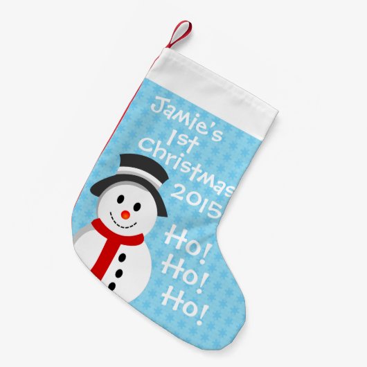 雪だるま-初めてのクリスマス スモールクリスマスストッキング (正面 (吊り時))