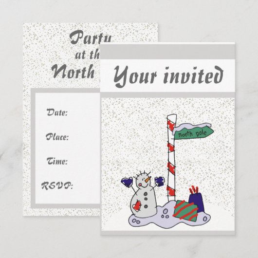 雪だるま&北極 – 招待状 (正面/裏面)