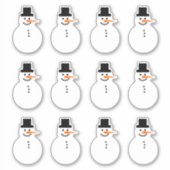 雪だるま（右向き）冬の休日クリスマス シール (正面)