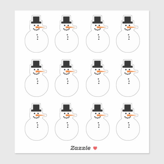 雪だるま（右向き）冬の休日クリスマス シール (シート)