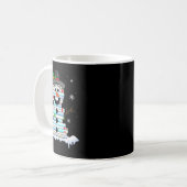 雪だるま 本の山 司書 本好き クリスマス コーヒーマグカップ (正面左)