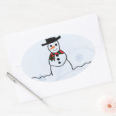 雪だるま 楕円形シール (封筒)