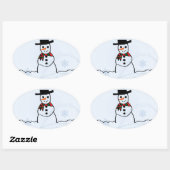 雪だるま 楕円形シール (シート)