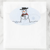 雪だるま 楕円形シール (バッグ)