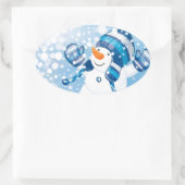 雪だるま 楕円形シール (バッグ)