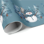 雪だるま 楽しい クリスマス 冬休み もみの木 ラッピングペーパー (ロールコーナー)