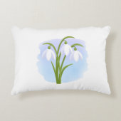 雪だるま – 水彩春の花(青) アクセントクッション (正面)