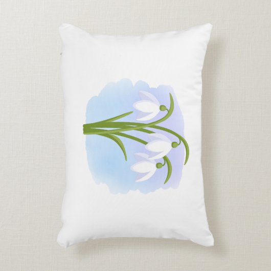 雪だるま – 水彩春の花(青) アクセントクッション (正面(垂直))