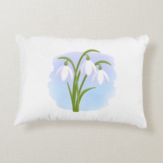 雪だるま – 水彩春の花(青) アクセントクッション (裏面)
