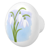 雪だるま – 水彩春の花（青） セラミックノブ (右)